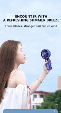 USB Handheld Mini Fan Foldable Portable Neck Hanging Fans 5 Speed USB Rechargeable Fan with Phone Stand and Display Screen