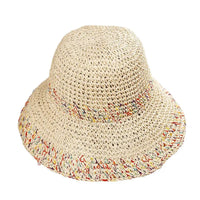 Rainbow woven women's sunscreen hat summer Japanese straw hat  protective fashion, breathable hollow beach sun hat