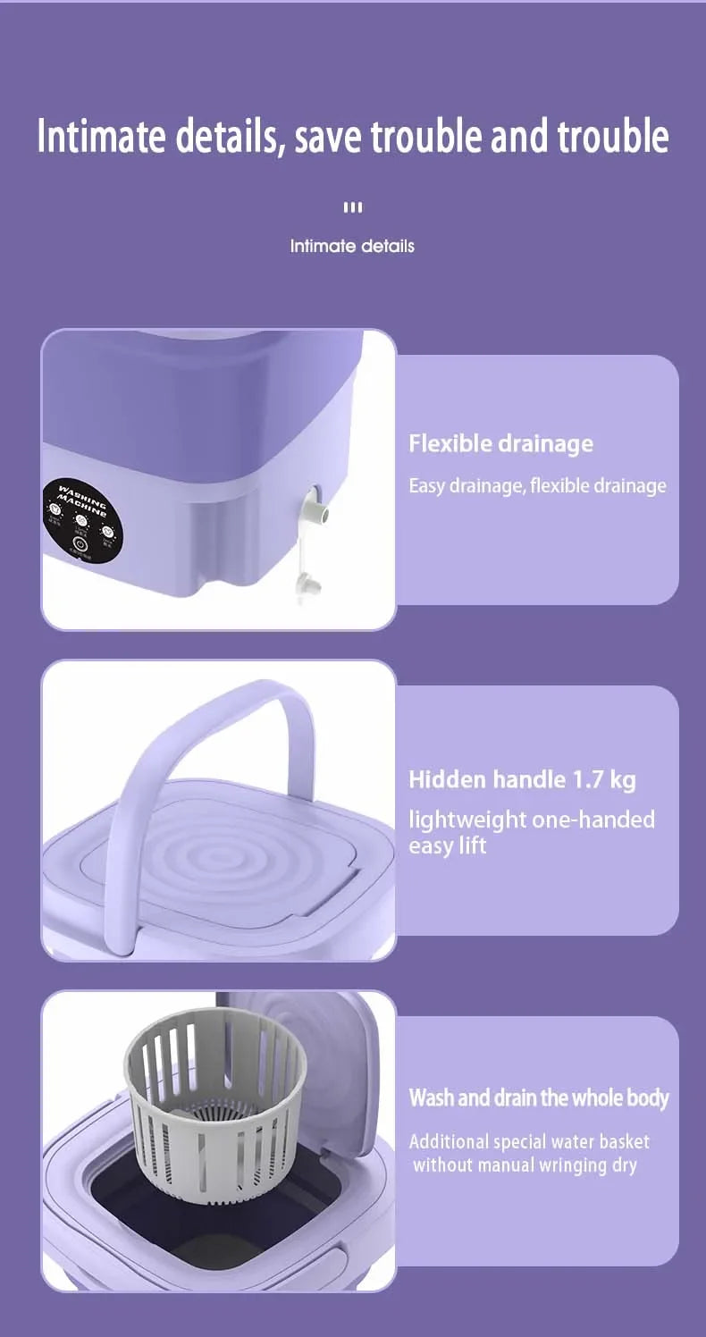 8L Portable Folding Mini Washing Machine
