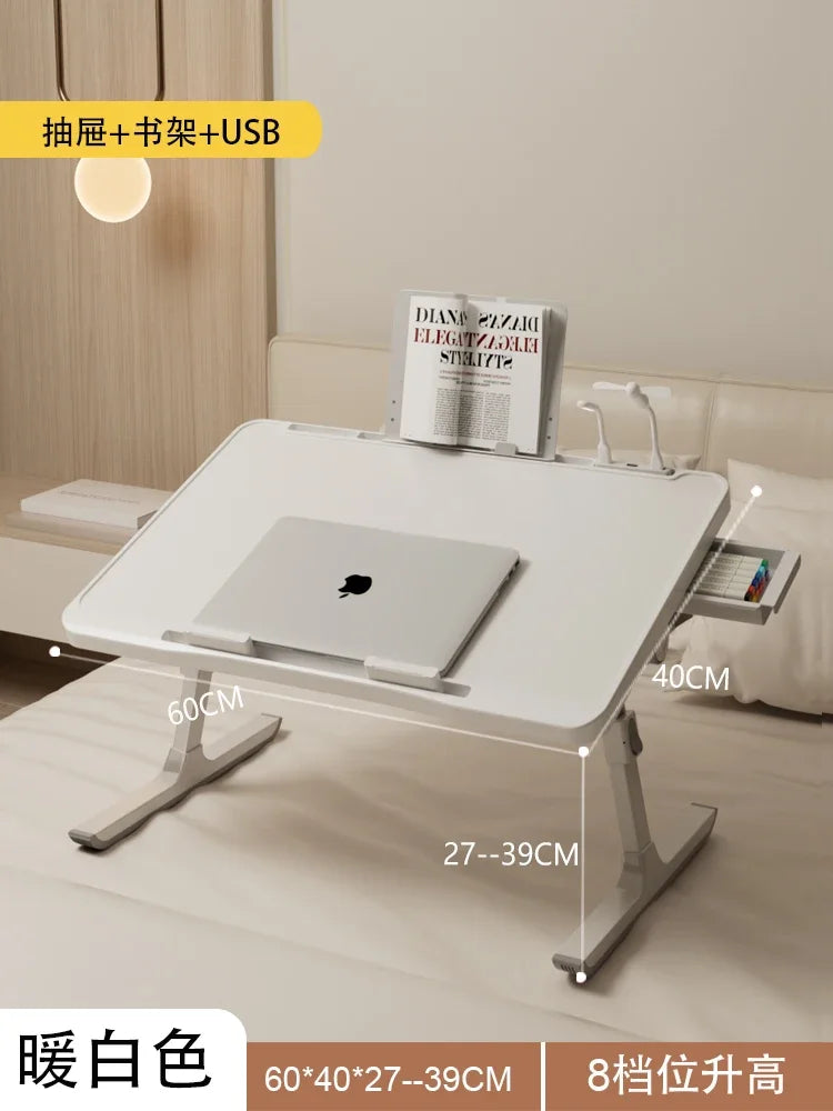 Modern Wooden Office Desk with Keyboard Shelf & Wheels