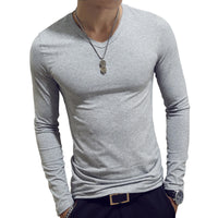 Men’s Slim Fit V-Neck Long Sleeve T-Shirt – Casual Solid Tee