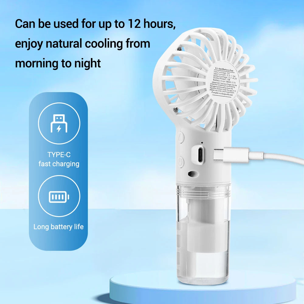 Portable Handheld Mist Fan USB Rechargeable Folding Hand Fan With Water Spray Mist Portable USB Mini Charging Fan Office Fan