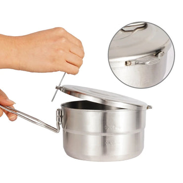Portable Stainless Steel Camping Pot for Outdoor Cooking