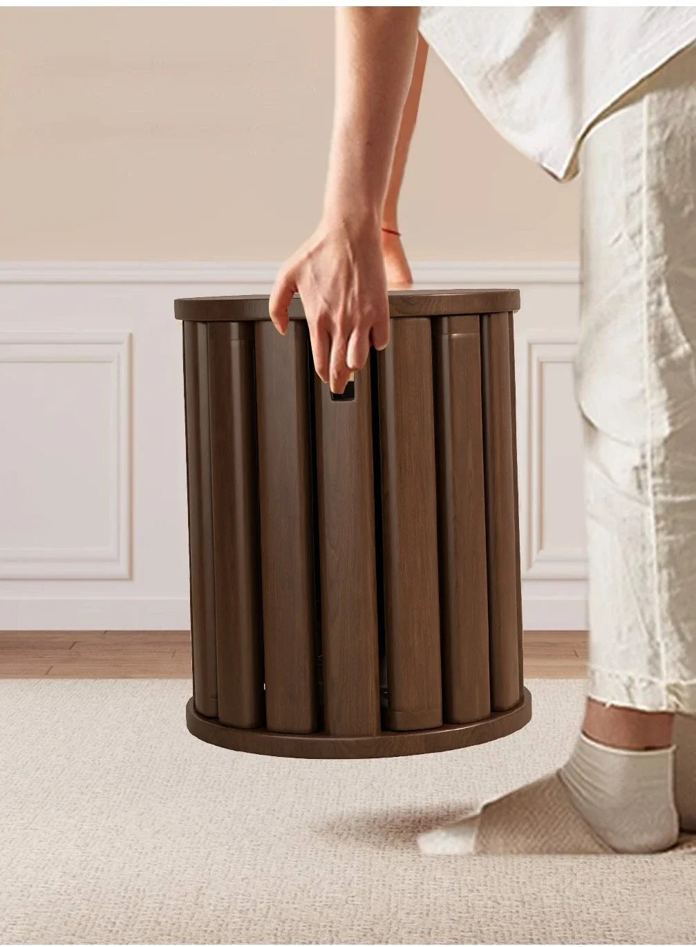 Stackable stool, modern dining table stool, natural wood, new Chinese style solid wood round stool