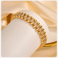 Vnox  Block Chain Bracelets For Women Cubic Zirconia Inlay, Gold Plated Fashion Charm Jewelry Gifts To Girlfriend