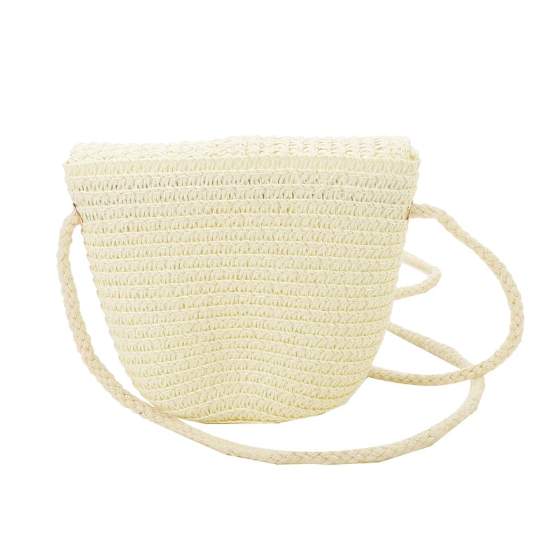 Girls’ Woven Straw Crossbody Shoulder Messenger Bag