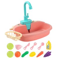 Kids Kitchen Sink Toy Set – Electric Pretend Play Dishwasher