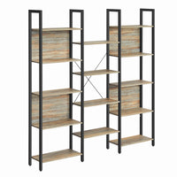 VASAGLE Bookcase, Bookshelf with 14 Shelves, Metal Frame, Shelf Unit for Living Room, Home Office, Industrial Style