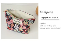 Red Flower Women's Cosmetic Bag, Small Portable Travel Toiletry Bag, Simple Cosmetic Storage Bag, Inner Tank Bag, Coin Purse