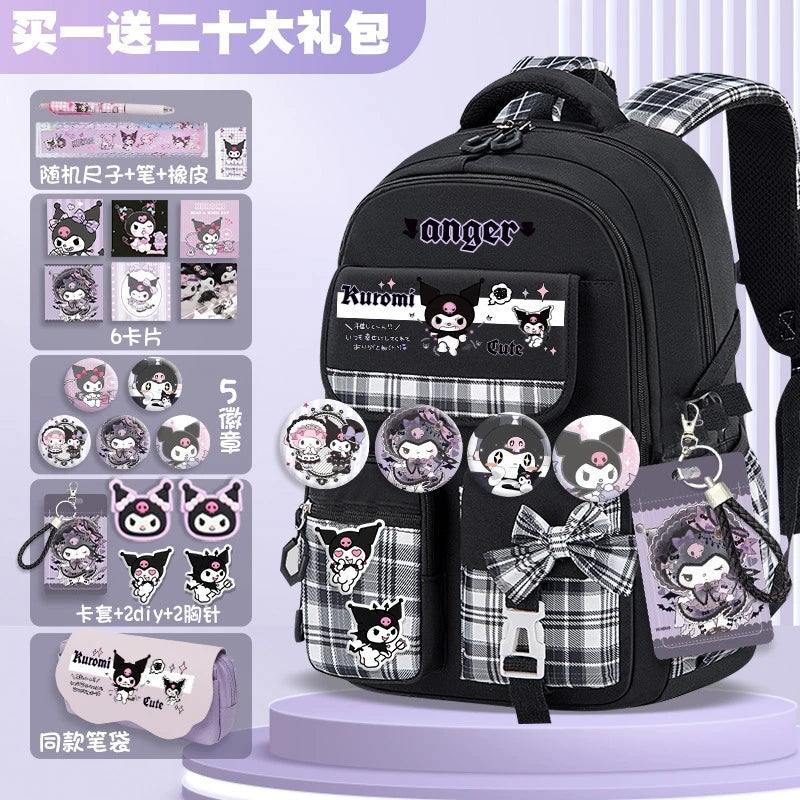 Sanrio Kuromi Schoolbag Girls' new 2024 high-volume spine-protecting light school backpack for grades 3-9