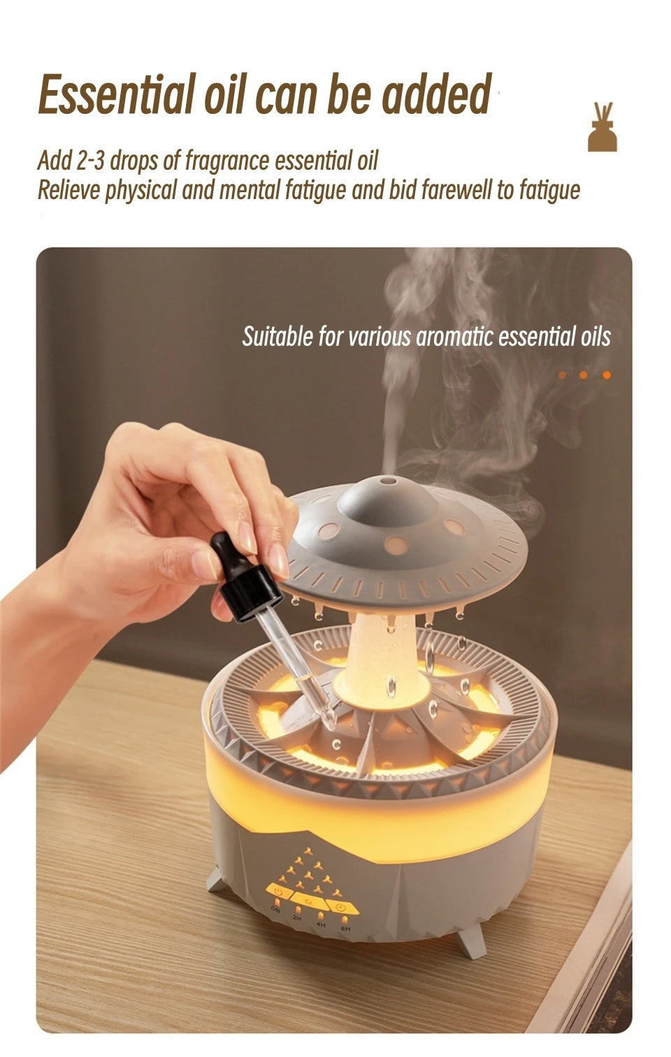 UFO Raindrop Remote Control Aroma Diffuser Electric Ultrasonic Air Humidifier Creative Water Drop Home Essential Oil Diffuser