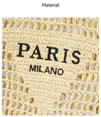 Women's Summer Beach Straw Style Tote Bag Handwoven Large Capacity Luxury Designer Travel Handbags Casual Portable Shoulder Bags