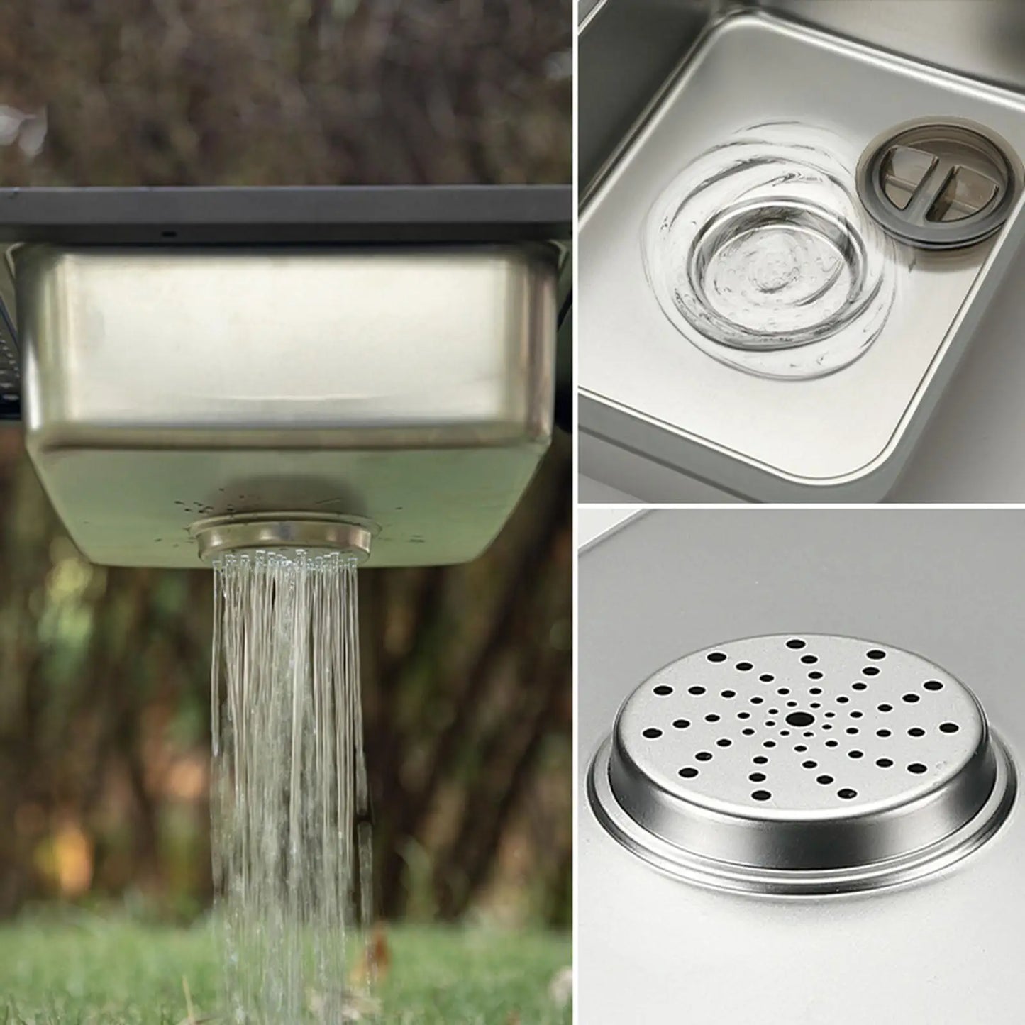 Stainless Steel Camping Sink Camping Table Sink Basin for Picnic Camping RV