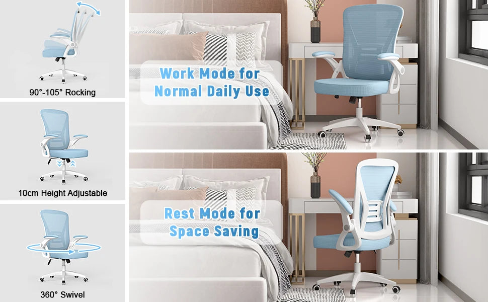 Ergonomic Mesh Office Chair – Lumbar Support & Flip Armrests