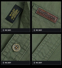 Men Cargo Shirt Short Sleeve Casual Cotton Work Shirt