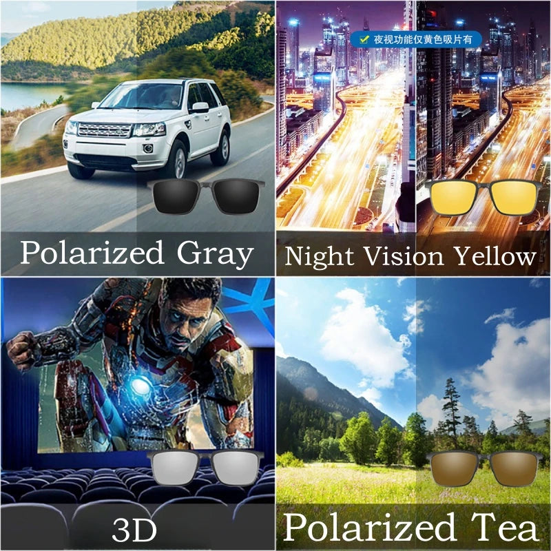 YIMARUILI Ultralight Polarized Magnetic Clip-On Glasses Men and Women TR90 Pure Titanium Optical Prescription Eyeglasses Frames