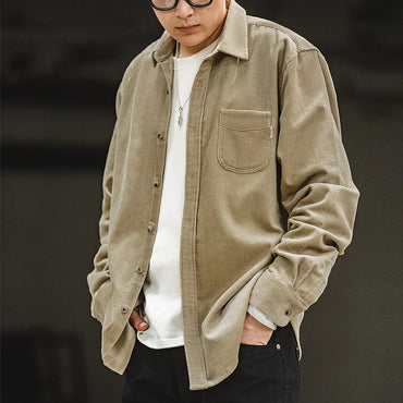 Men’s Corduroy Long Sleeve Casual Slim Fit Shirt