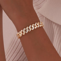 Vnox  Block Chain Bracelets For Women Cubic Zirconia Inlay, Gold Plated Fashion Charm Jewelry Gifts To Girlfriend