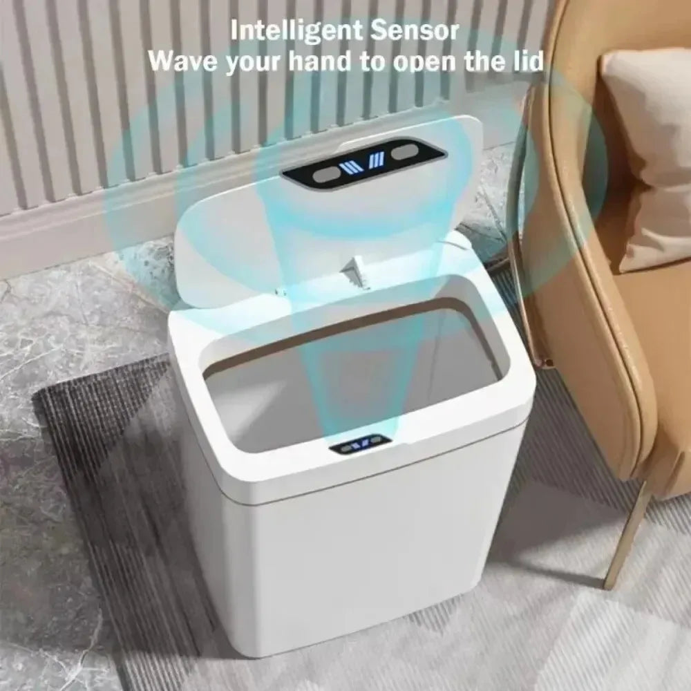 Smart Sensor Trash Bedroom Kitchen Touchless Rubbish Cans Waterproof Moisture Resistant Closed New Durable Sensor Garbage Bin