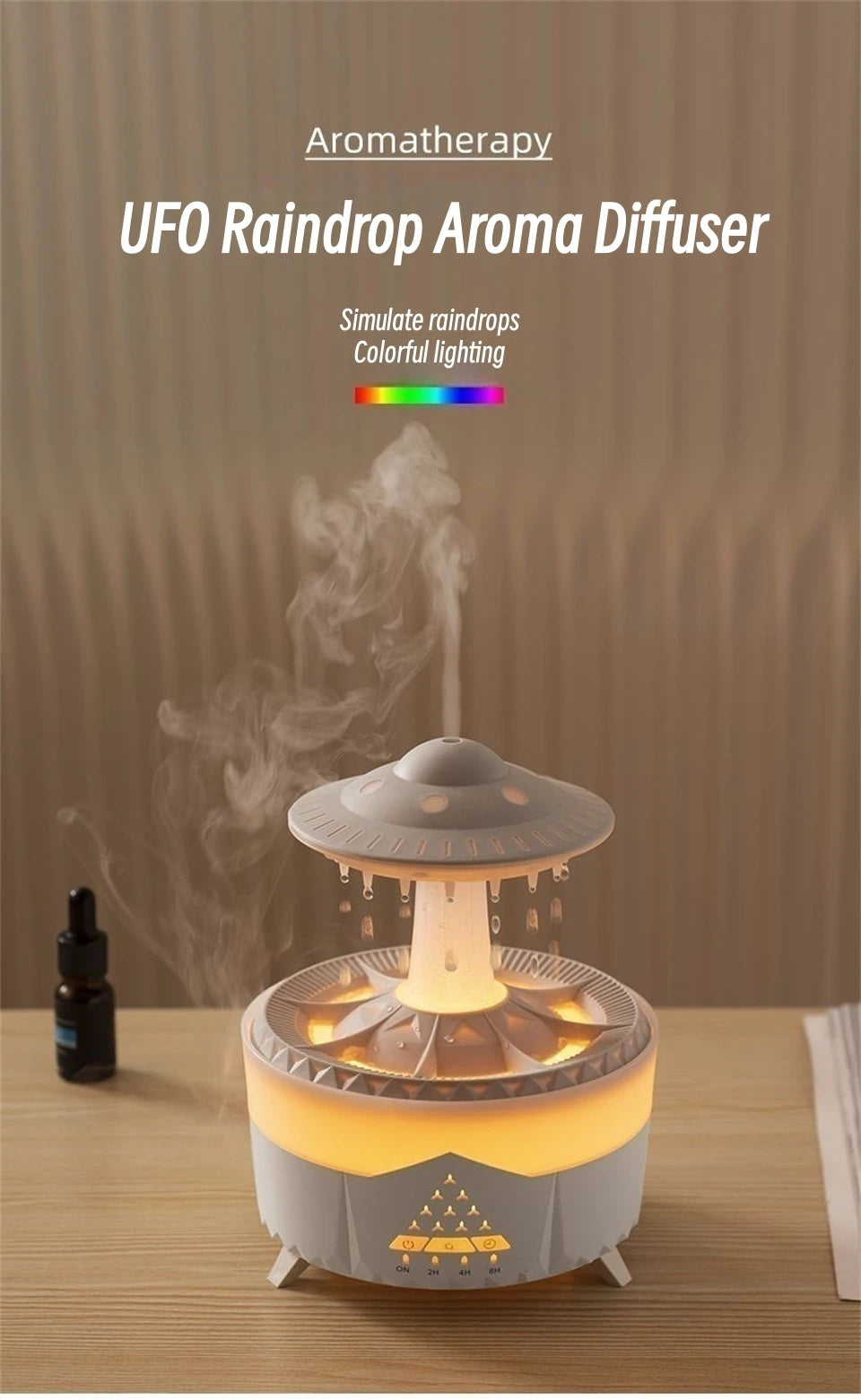 UFO Raindrop Remote Control Aroma Diffuser Electric Ultrasonic Air Humidifier Creative Water Drop Home Essential Oil Diffuser