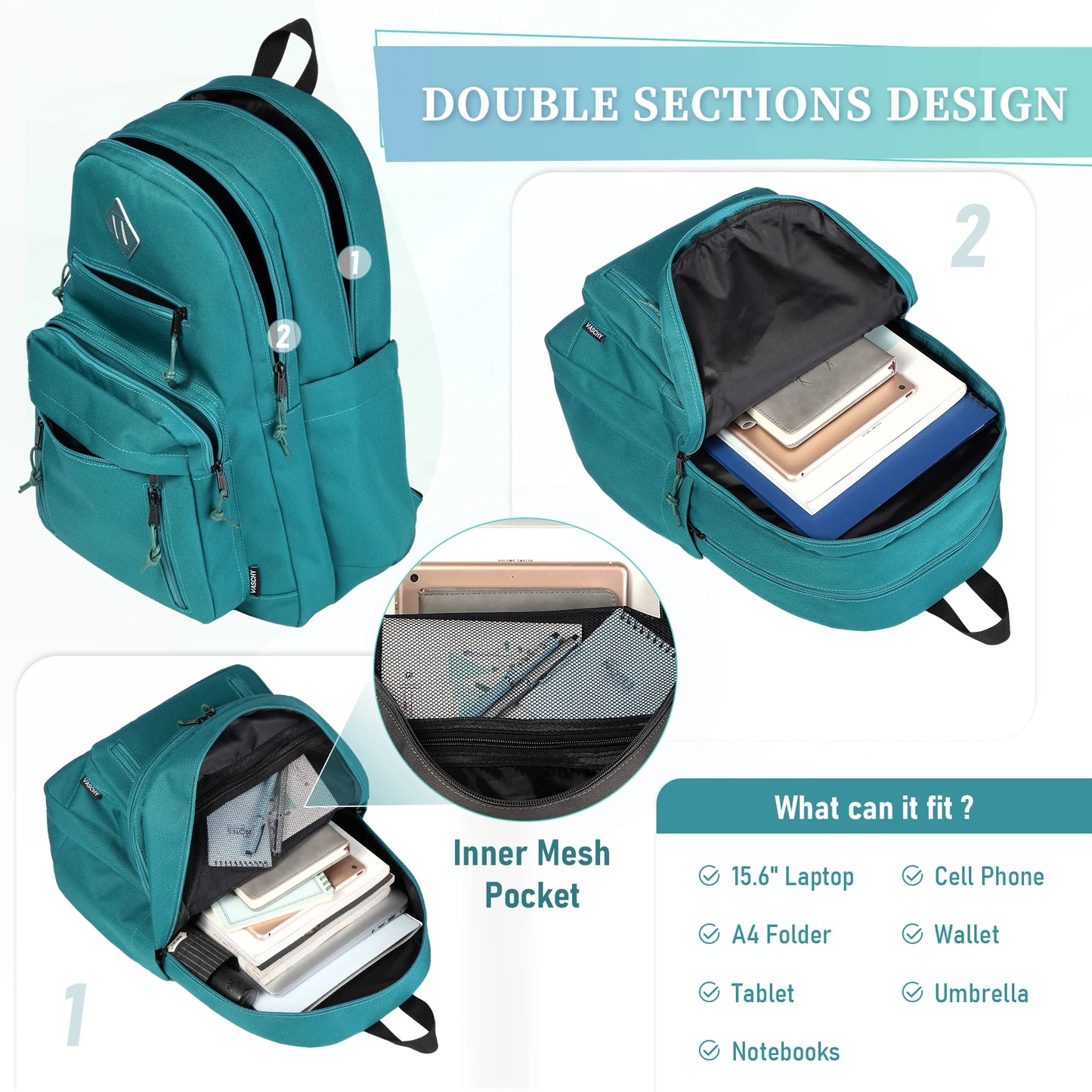 School Backpack,Two Compartments Daypack Bookbag Schoolbag for High School Teen Boy Girls/College/Work/Men Women