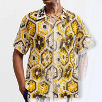 Men’s Ethnic Style Hand-Crocheted Polo Shirt