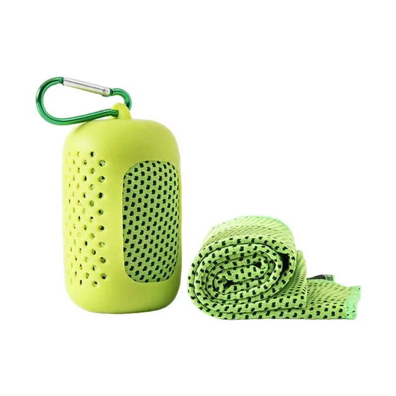 Sport Towel with Mini Silicon Gel Set Portable Breathable Sweat Absorption  Fitness Sport GYM Running Outdoor Quick Dry Cool