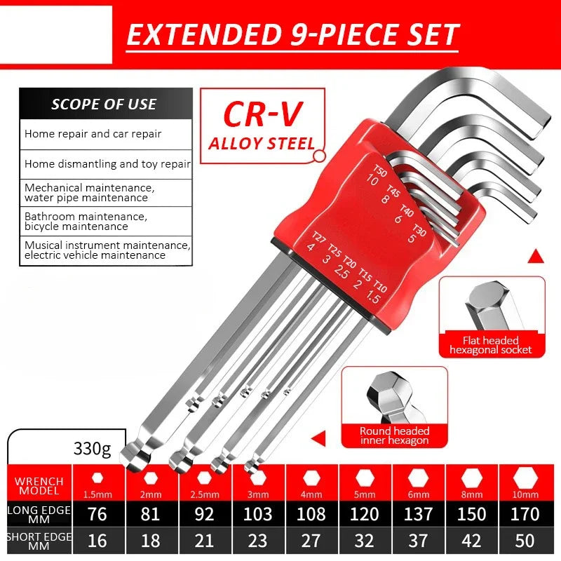 Allen Key Set Hex Wrench Screwdriver Metric Tool Kit