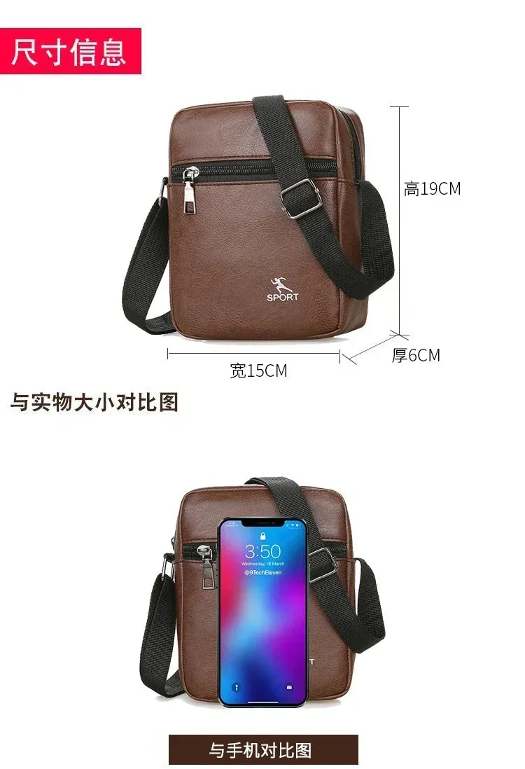 Vintage Messenger Bag Men PU Leather Business Worker Shoulder Bag Brown Black Man Crossbody Bag Male Handbag Gift for Husband