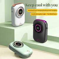 Portable Hanging Neck Fan with LED & 5 Speeds