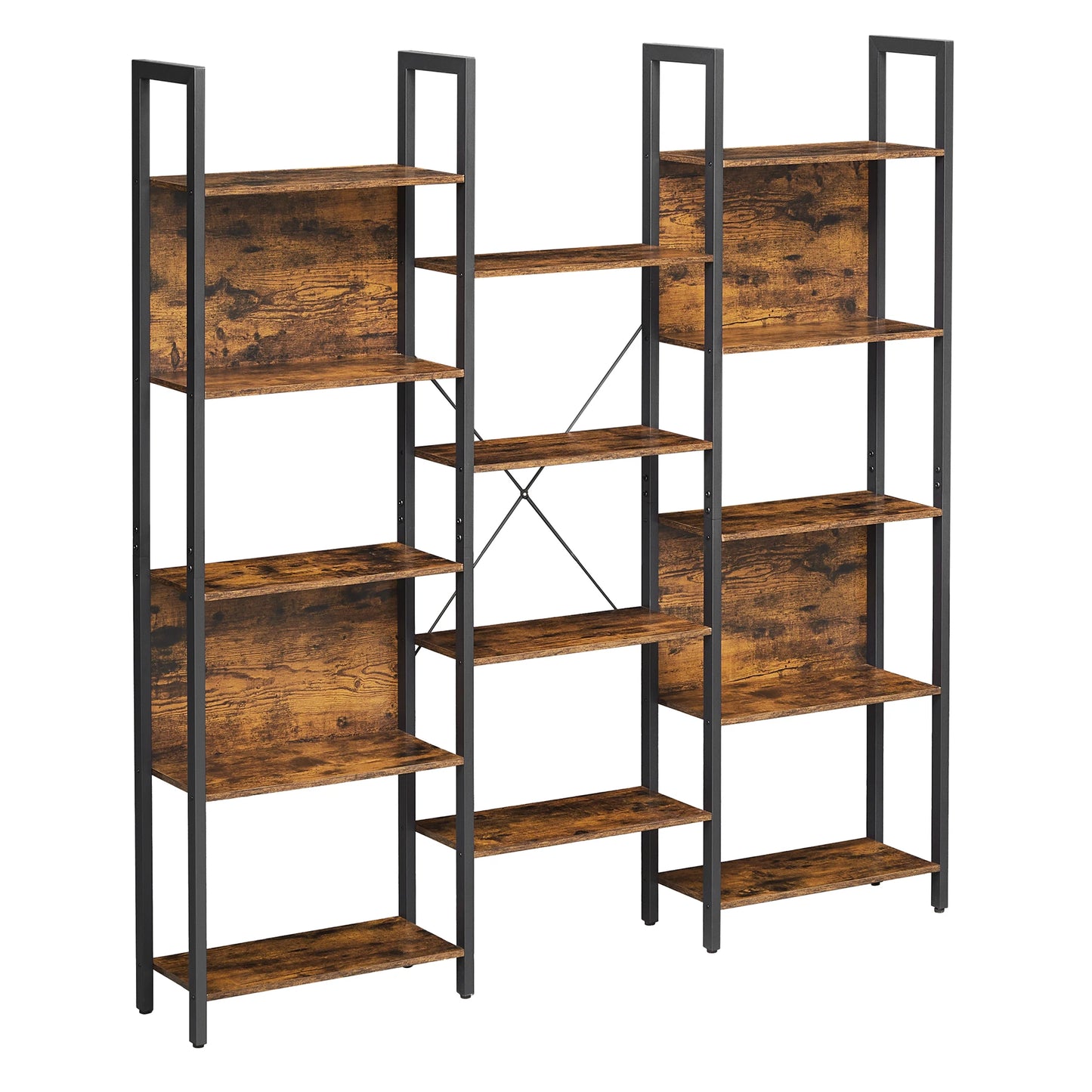 VASAGLE Bookcase, Bookshelf with 14 Shelves, Metal Frame, Shelf Unit for Living Room, Home Office, Industrial Style