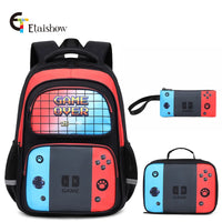 Back To School Game Console Pattern DIY School Bags for Primary and Secondary Students Lunch Bag Shoulder Bags Three Sets