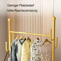 Gold Freestanding Metal Coat Rack with 6 Hooks