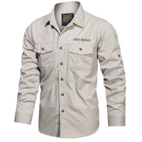 Men’s Outdoor Cotton Work Shirt – Multi-Pocket Safari Style