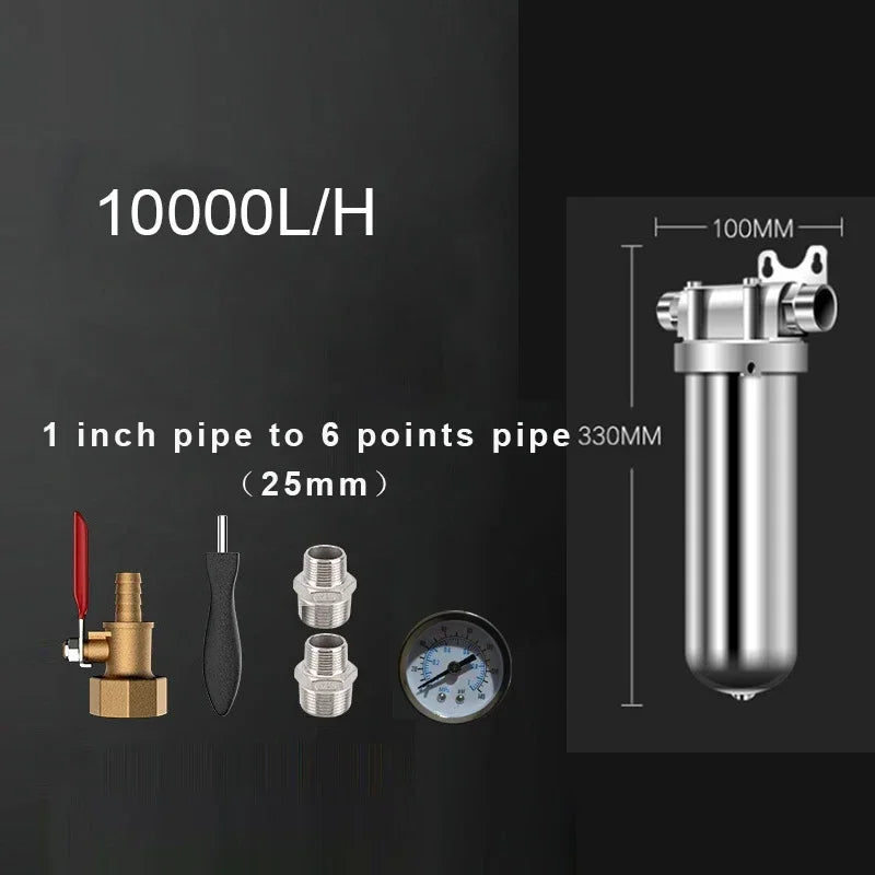 Pre-filter household well water whole house household water purifier 304 stainless steel high flow backwashing water filter
