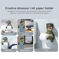 Resin Dinosaur Toilet Paper Holder WC Tissue Rack Punch-free Shelf Bathroom Wall-mounted Tissue Rack Roll Paper Hanger Rack for