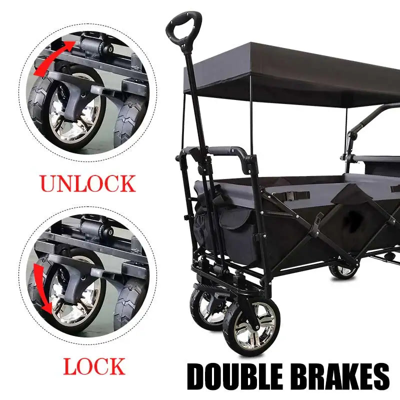 Outdoor Camping Vehicle with Shed, Multifunctional, Installation Free, Foldable Pole Camping Vehicle, Portable Shopping Cart