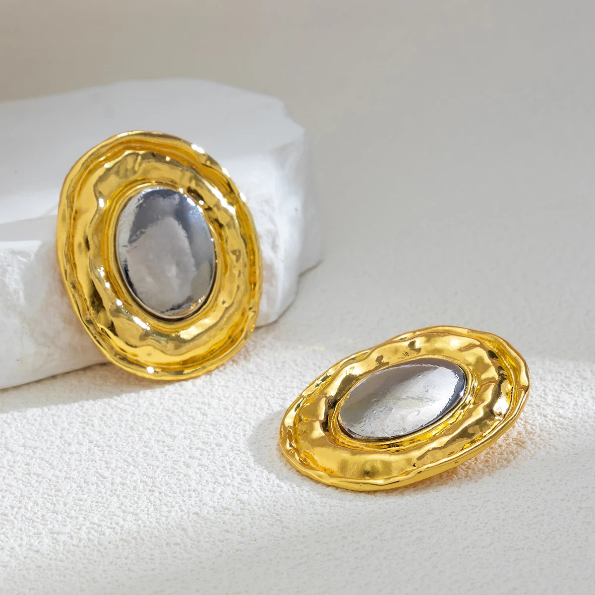 Large Round Circle Stud Earrings – Vintage Punk Style