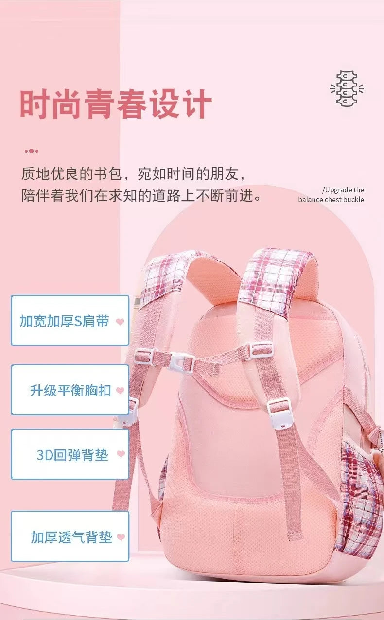 Sanrio Kuromi Schoolbag Girls' new 2024 high-volume spine-protecting light school backpack for grades 3-9