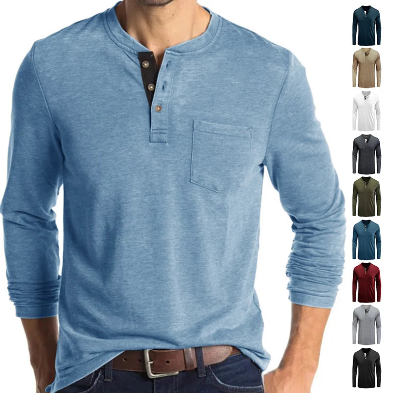 Men’s Casual Long Sleeve Elastic T-Shirt