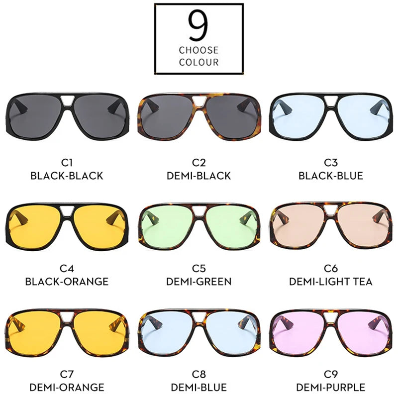 SO&EI Retro Double Bridges Pilot Women Sunglasses Fashion Candy Color Shades UV400 Trending Men Leopard Sun Glasses