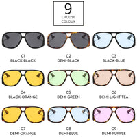SO&EI Retro Double Bridges Pilot Women Sunglasses Fashion Candy Color Shades UV400 Trending Men Leopard Sun Glasses
