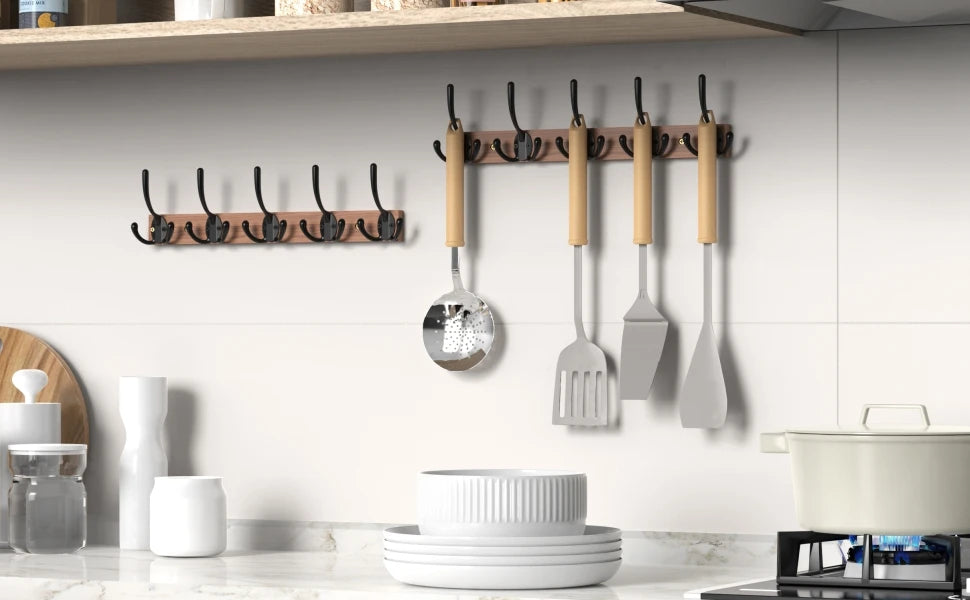 Wooden Coat Rack Wall Mount with 5 Hooks Home Decor Entryway Wall Hooks Coat Hanger for Hanging Towel Clothes Hat Key Holder