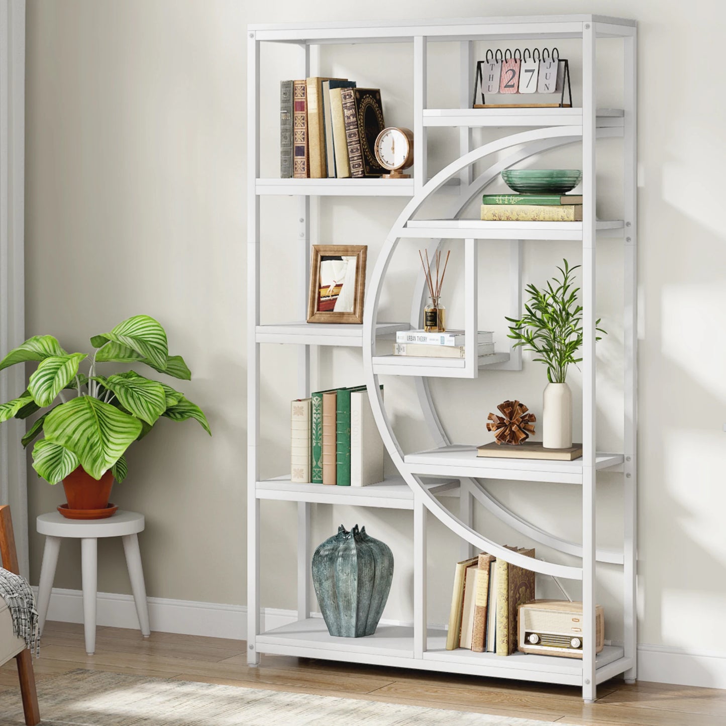 Tribesigns Bookshelf Industrial 5 Tier Etagere Bookcase, Freestanding Tall Bookshelves Display Shelf Storage Organizer