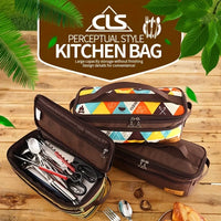 Camping Cooking Utensils Storage Bag Portable BBQ Travel Kitchen Toolkit
