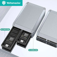 Yottamaster 10Gbps Tool Free Dual Bay M.2 NVMe 2bay SSD Enclosure USB3.2 Type C NVMe PCIE & 6Gbps SATA External Hard Drive Case