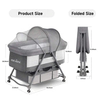 Sejoy 3 in 1 Rocking Crib Baby Bassinet Newborn Beside Sleeper Infant Sleeping Bed Convertible Anti-mosquito Foldable Portable