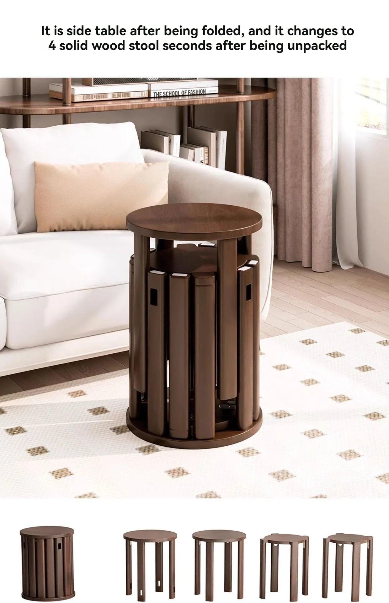 Stackable stool, modern dining table stool, natural wood, new Chinese style solid wood round stool