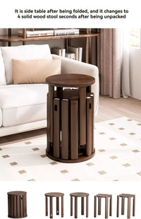 Stackable stool, modern dining table stool, natural wood, new Chinese style solid wood round stool