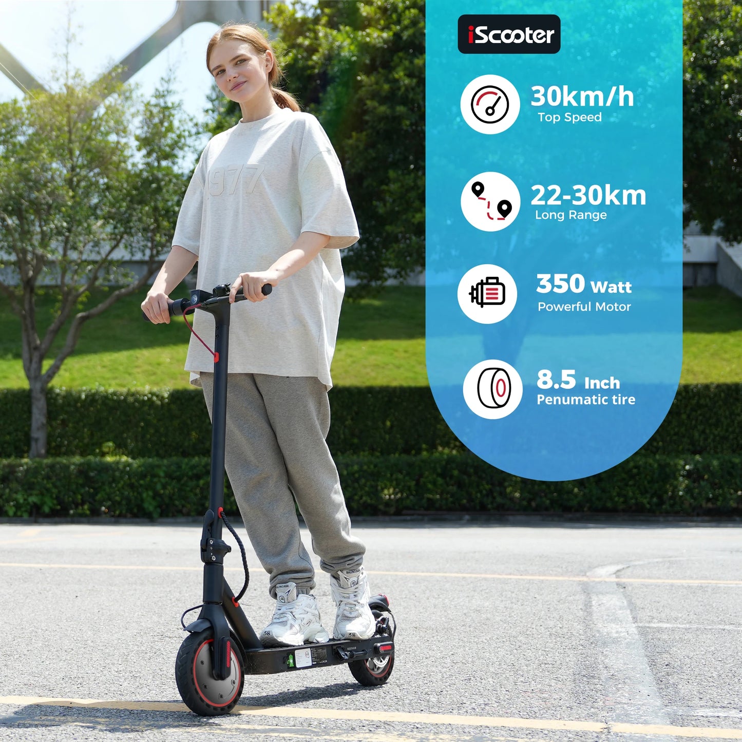 i9 Electric Kick Scooter 350W 30km Range